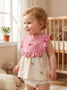 Bộ 4 yếm ăn cho bé bằng vải cotton thêu hình động vật dễ thương, thích hợp sử dụng hàng ngày trong mọi mùa. - Nhiều màu - Xem 4