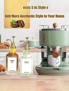 1pc Square Glass Syrup Dispenser For Bar And Home Use, Durable Transparent Bottle For Milk, Tea & Syrup Storage, 500ml/16.9oz Kitchen Tool & Barware, Ideal For Ramadan, Valentine Day & Easter Table Decor - Multicolor - View 2