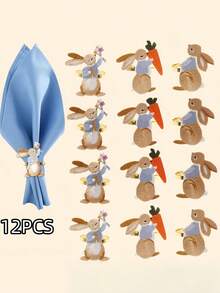 Bộ 18/12/6/3/1 chiếc vòng giữ khăn ăn hình thỏ Phục Sinh, giá đỡ khăn ăn ngày lễ, gang màu trơn, hoàn hảo cho các bữa tiệc Phục Sinh, sinh nhật, nhà nông thôn, đám cưới, nhà hàng, khách sạn, Ngày lễ tình nhân, tiệc chiêu đãi, trang trí bàn tiệc buffet, đồ dùng cho bữa tiệc Phục Sinh. - Nhiều màu - Xem 19