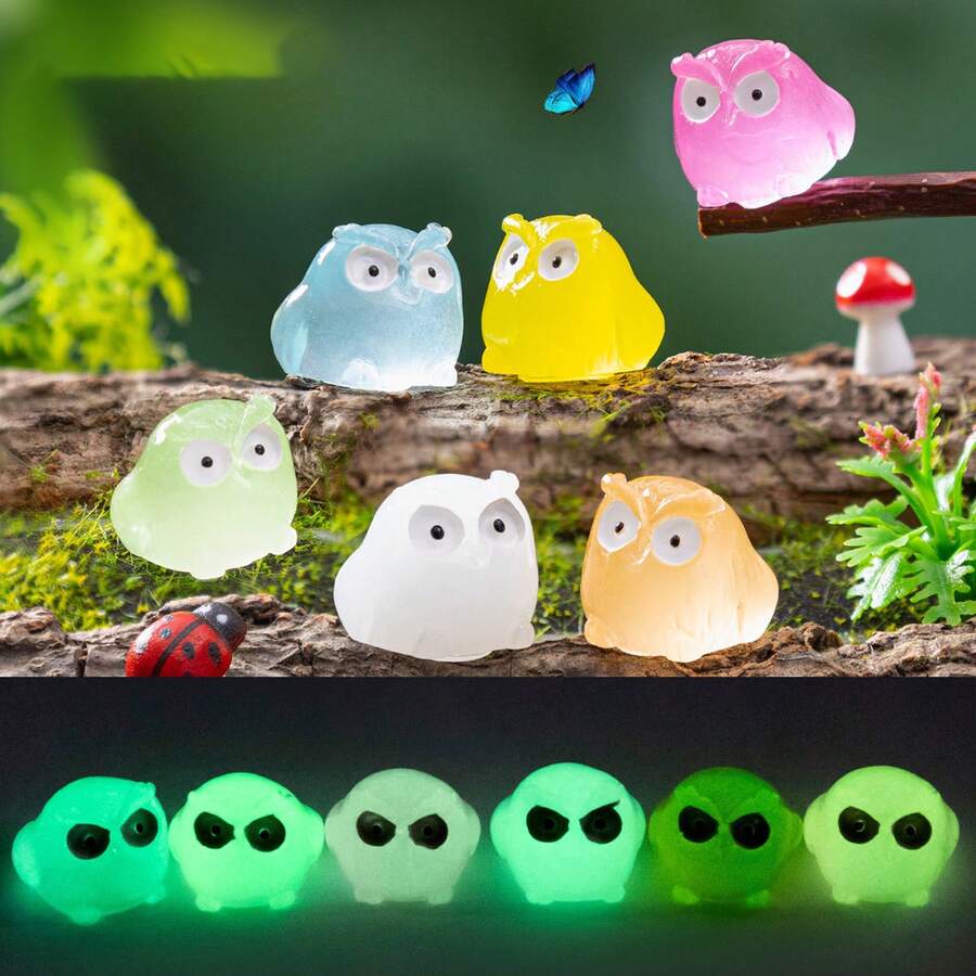 50 món phụ kiện trang trí sân vườn hình cú mèo phát sáng mini, tượng gạch than đen dùng để trang trí vườn cổ tích, trang trí bonsai, tiểu cảnh sân vườn, sân trong, sân vườn ngoài trời. - Nhiều màu - Xem 1