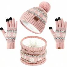 Gorra y Bufanda Set Invierno 3 en 1, Gorros para Hombre Mujer, Guantes para Pantalla Tactiles, Bufanda Hombre Mujer, para Clima Fro Actividad al Aire Libre Esquiar Ciclismo, Unisex - inicial - Ver 1