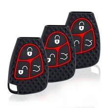 Silicone Car Key Fob Cover - 3-Button Remote Case For Mercedes Benz C/B/E/R Classes, Compatible With W203 W211 W204 W202 W210 W208 CLS CLK, Durable Protection Accessory - Black - View 1
