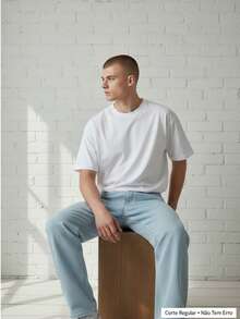 Men's Regular Fit Wide Leg Jeans - Light Blue - Vaqueros azul claro - Ver 5