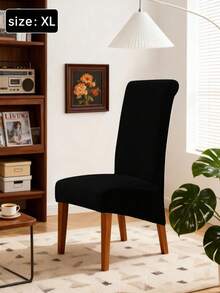 1 chiếc, Vỏ bọc ghế ăn bằng nhung màu xanh lục thanh lịch - Mềm mại, có thể giặt, co giãn và ôm sát, thích hợp cho gia đình, nhà hàng, tiệc - Chất liệu pha polyester có thể giặt máy, không in họa tiết, vỏ bọc ghế, vỏ bọc ghế tiệc; vỏ bọc nhung màu xanh lục; vỏ bọc ghế co giãn và ôm sát, ghế ăn bằng nhung, thích hợp cho Giáng sinh và nhiều lễ hội khác. - màu đen - Xem 6