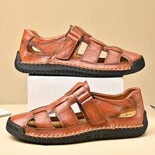 Men's  Closed Toe Fisherman Sandals Summer Hook Loop Hollowing Out Breathable Light Platform Casual Beach Sandals For Outdoor Walking Wading - 棕色 - 查看 2