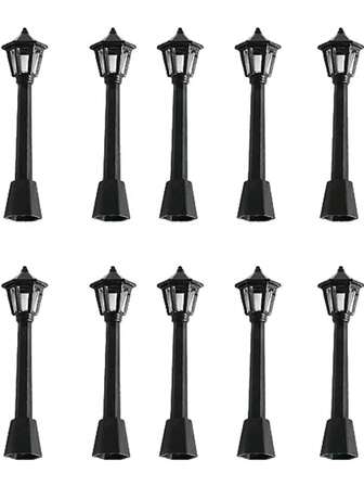 2/6/13 piezas Miniatura de Farol de Calle Negro, Lámpara de Decoración Vintage, Poste de Lámpara de Tren de Ferrocarril, Farol Negro para Sendero Exterior para Accesorios de Cabina Fotográfica, Decoración de Casa de Muñecas, Paisaje Micro y Accesorios de Jardín de Hadas