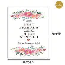 4pcs Floral Pregnancy Announcement Wine Bottle Labels, Perfect Gift For The Best Aunt, Can Replace Baby Announcement Labels For Best Friends - Multicolor - View 3