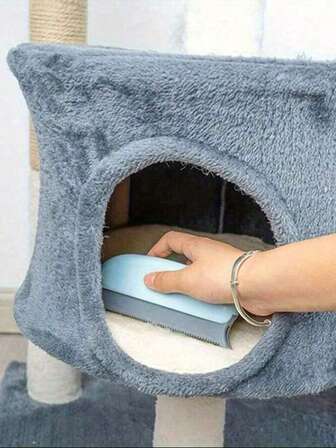 1 把宠物毛发清洁刷，配有防刮橡胶刷毛 - 强力宠物毛发刷，适用于猫狗 - 高效清洁家具、地毯、汽车座椅 - 易于清洁的家用美容工具，宠物毛发去除器，符合人体工程学的耐用塑料手柄