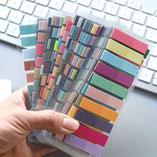 200 European Retro Fluorescent PET Transparent Sticky Notes, Morandi Color-Coded Sticky Notes, Rectangular, 10 Color Combinations, With Index Labels, Suitable For Organizing And Record Keeping - 彩色 - 查看 4