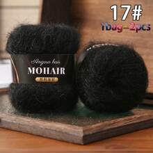 2 Skeins, Alpaca Mohair, Long Mohair, Fine Mohair Yarn, For Knitting Sweaters, Shawls, Vests, Handmade Yarn 25g*2 Skeins - Black Label Alpaca Mohair - View 13