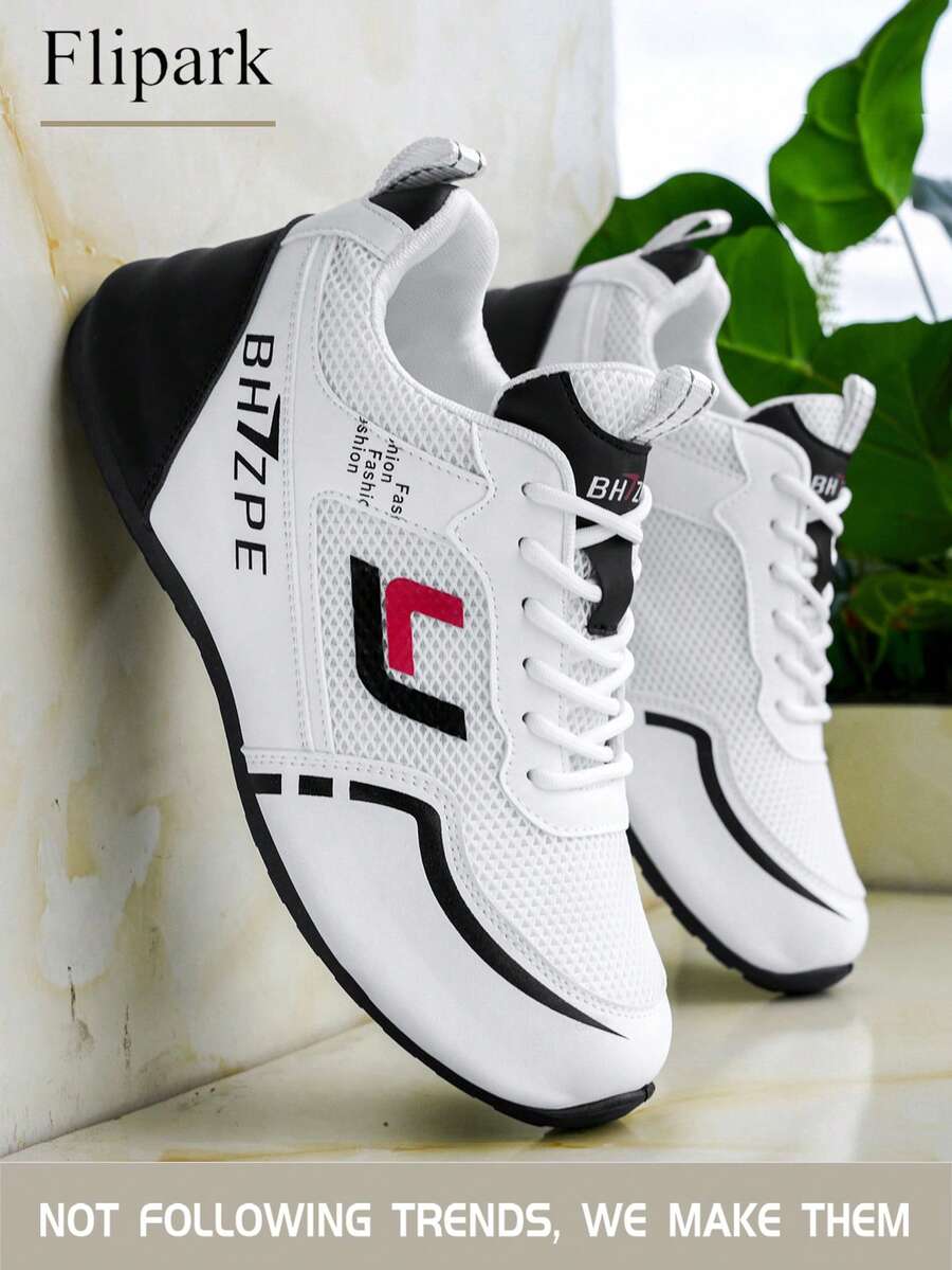Flipark 男士运动鞋，篮球鞋，新款高帮运动鞋，防滑耐磨透气，适合青少年和学生，白色运动鞋 - 黑色 - 查看 1