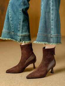 Qiluyuan Women's Fashion Ankle Boots, Pointed Toe High Heel Boots With Zipper, Versatile For Daily, Casual, Holiday, Date, Coffee, Black - Coffee Brown - View 8