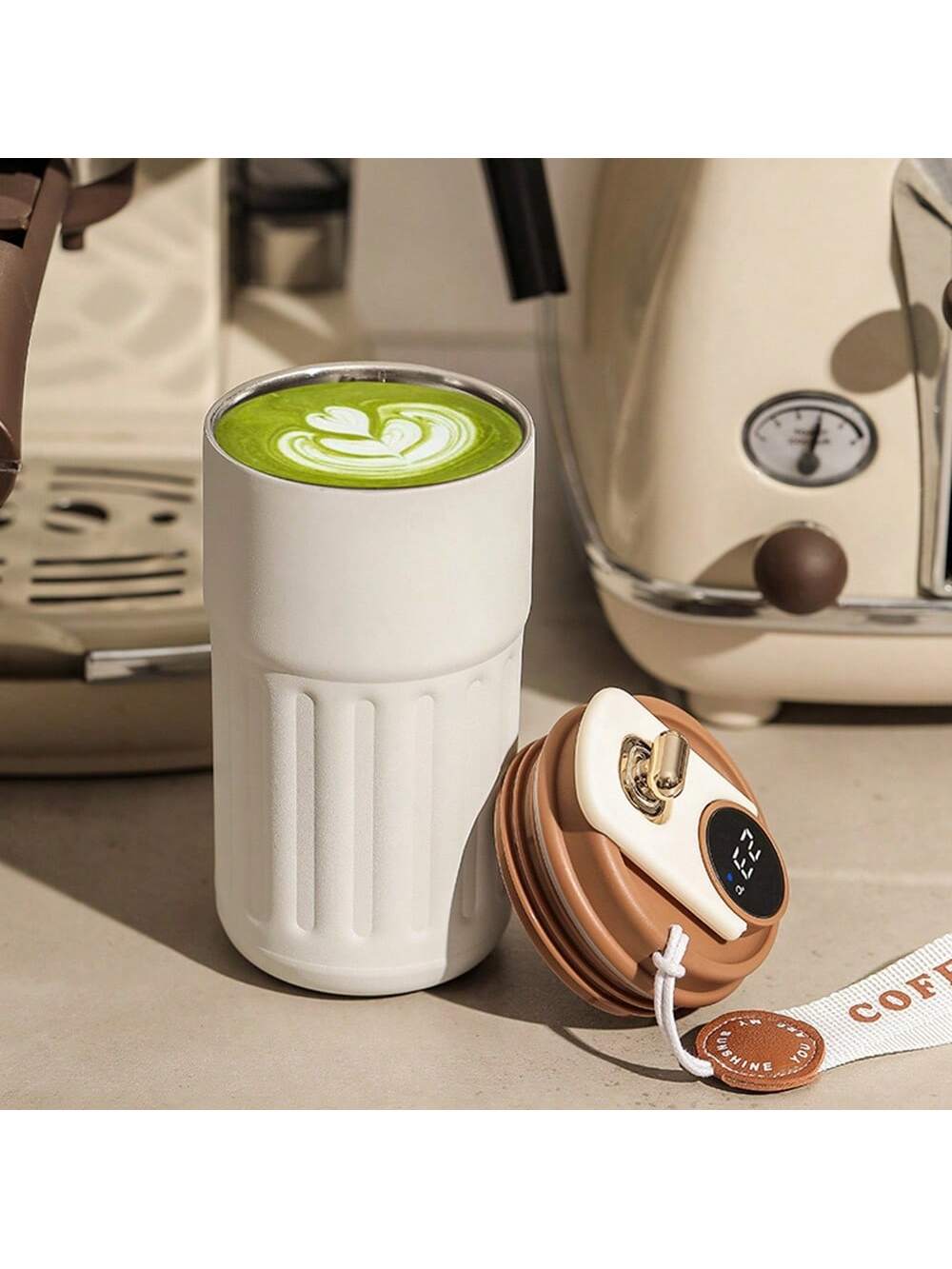 كوب قهوة 450 مل/15.2 أونصة مع شاشة درجة الحرارة، ك...