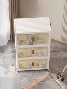 2/3/4/5 Layers Home Decorations Display Rack Big Capacity Storage Cabinet Plastic Foldable Shoe Shelf Collapsible Clear Shoe Boxes Stackable With Door Easy Assembly Living Room Stuff - 白色 - 查看 5