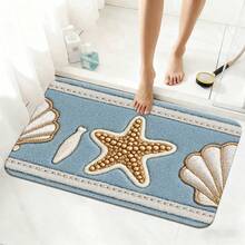 1Pc,Seashells & Starfish, Nautical Decor Diatomaceous Earth Floor Mat, Highly Absorbent Diatom Mud Mat For Bedroom, Bathroom, Kitchen, Living Room - 彩色 - 查看 6