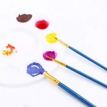 15pcs Acrylic Paint Brush Set With Nylon Bristles And Wood Handles For Oil, Watercolor, Face, Body & Rock Painting, Suitable For Kids And Adults - 藍色 - 查看 6