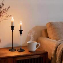 WAXJJDW 12/6/30/24pcsElegant & Romantic European Dinner Candles, 6pcs Tabletop Candlestick Holders, Metallic Cone Candle Holders, Room Decor, Home Decoration,Wedding - 黑色 - 查看 6