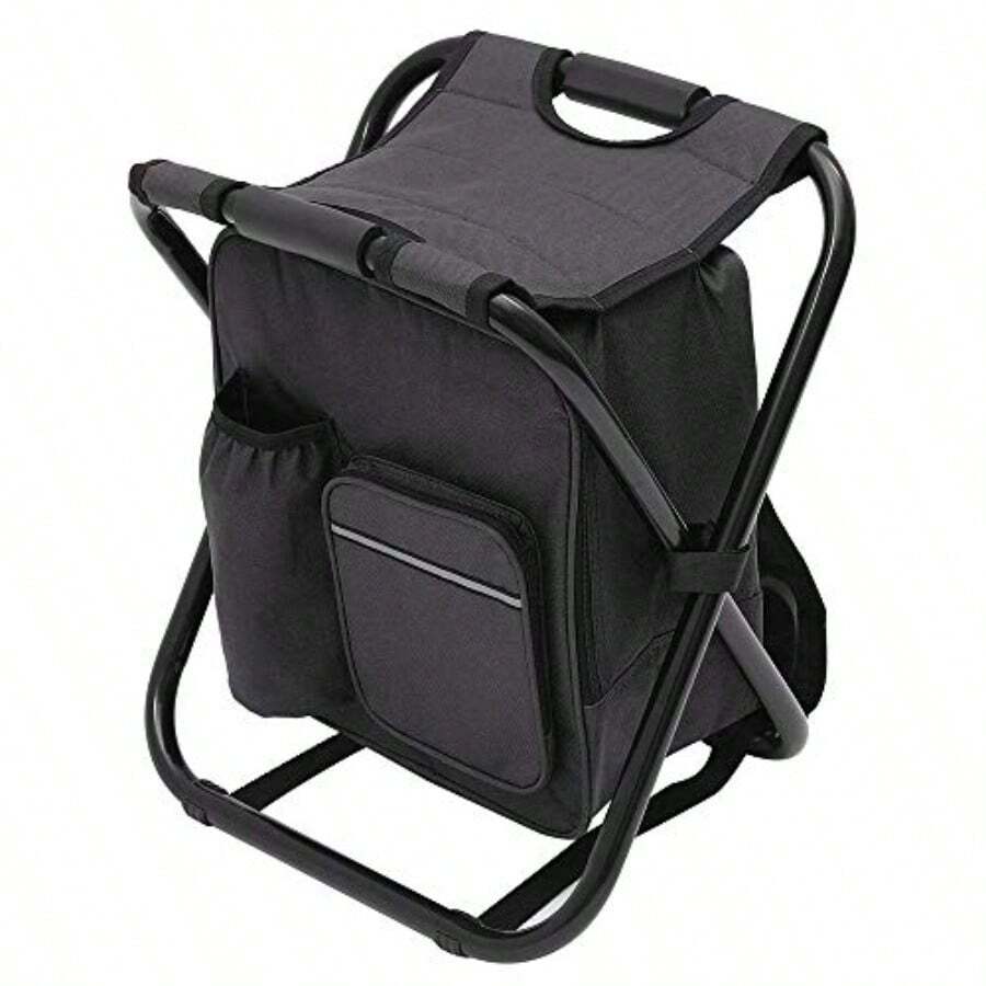 Folding Camping Chair Fishing Tackle Bag With Seat Heavy Duty Backpack Chair Rucksack Seat Bag Fishing Stool For Outdoor Fishing Beach Camping Hiking Picnic Travel Black - Free - View 1