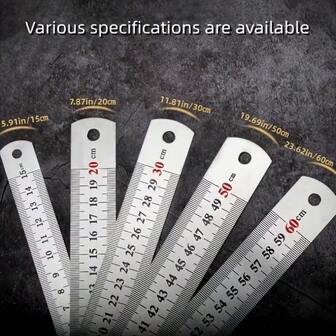 2026 New Model - 1 Piece Of Stainless Steel Ruler, 6/8/12/20 Inches, Anti-Slip Handle, Easy To Read, Durable And Precise Measuring Tool, Dual-Sided Metric-Units, Portable Cutting, Suitable For Educational And Office Purposes, Metric And Imperial Steel Rulers, Mechanical Ruler, Metric Ruler, Imperial Ruler, Suitable For Schools, Offices, Homes