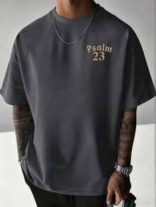 Krometka Men's Casual Versatile Minimalist English Slogan Printed Short Sleeve T-Shirt - Dark Grey - View 3