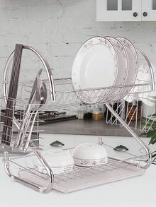 Giá đựng chén đĩa hai lớp có thể tháo rời, dễ vệ sinh, chống gỉ sét, phù hợp cho nhà bếp (hình cốc) - trắng - Xem 1
