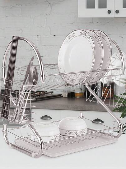 Detachable Double-Layer Easy-Clean Dish Rack, Rust-Proof, Suitable For Kitchen (Cup-Shaped)