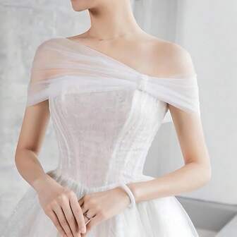 1pc Elegant Bridal Shawl, Crystal Cocktail Dress Cloak, Adjustable Cloak, Bridal Short Jacket Shawl, Evening Gown Party Shawl, Suitable For Summer Wedding