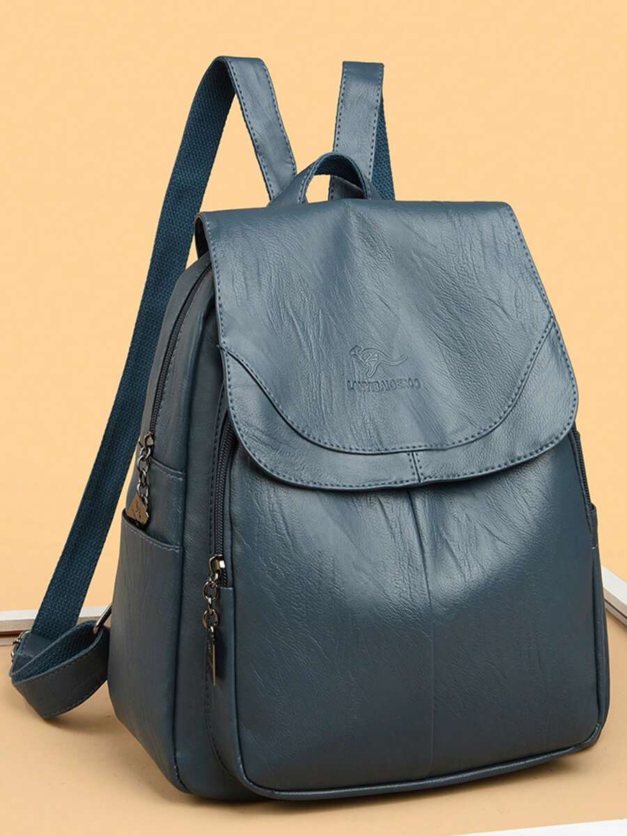 Ransel Wanita Kulit PU Lembut Berkualitas Tinggi Terbaru, Ransel Pelajar Travel Kapasitas Besar Warna Solid Vintage untuk Anak Perempuan
