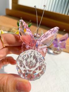 Kristall Schmetterling, kleines Tier, Heimdekoration, kleine Schreibtischornamente, Set Kombination aus weißem Kristall Schmetterling + Mond und Sonnenfänger Prisma (geeignet für Freunde, Schwestern, Töchter, Mütter (Geschenke)), auch geeignet als Geburtstagsgeschenk für Frauen - Verschiedenfarbig - Übersicht 4
