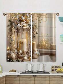 2 tấm rèm mỏng in hình cây thông Noel, rèm trang trí phòng khách, rèm cửa sổ bảo vệ sự riêng tư cho phòng ngủ và phòng khách. - Màu vàng - Xem 11