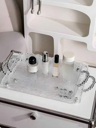 High-End Acrylic Tray With Ripple Design, Elegant Tray Suitable For Kitchen/Living Room Storage And Organization