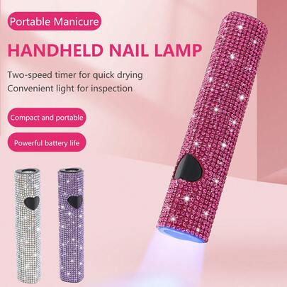 便携式手持UV美甲灯，迷你UV LED美甲灯带支架，便携式美甲烘干机，USB无线充电，150mAh美甲灯带2个定时器，可充电家用美甲工具，快速烘干