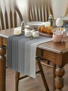 1pc Linen-Like Table Runner, Modern Living Room & Dining Table Mat, Washable, Suitable For Kitchen, Dining Table, Party, Wedding Decoration, Vintage Look, Applicable For Entryway, Family Gathering, Coffee Table, Living Room - Ink - View 6