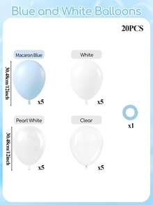 Bộ 20/40/60 quả bóng bay màu xanh nhạt và trắng, bóng bay cao su trong suốt màu xanh ngọc trai và trắng 12 inch, thích hợp trang trí tiệc sinh nhật, đám cưới, tiệc mừng em bé chào đời, tiệc tiết lộ giới tính. - Nhiều màu - Xem 2