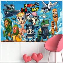 Tung Tung Tung Sahur Tralalo Italian Brainrot Birthday Party Background Decoration Supplies Photography Decor Backdrop Kid Gift - Multicolor - View 5