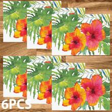 1/4/6/8/12pcs Floral Printed Placemats, Hawaiian Style, Flower Decor, Linen Dining Table Mats, Washable Printed Tablemats, Surface Protector, Indoor Outdoor Dining Table Mats, Suitable For Holiday Parties, Kitchen & Dining - Multicolor - View 13