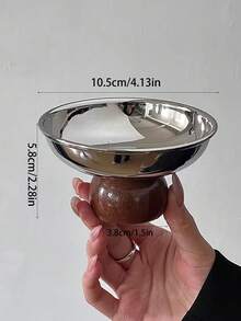 1个不锈钢矮脚碗，中世纪圆形木质带脚甜点杯，水果布丁碗，冰淇淋碗，高端风格，适合摄影 - 銀色 - 查看 16