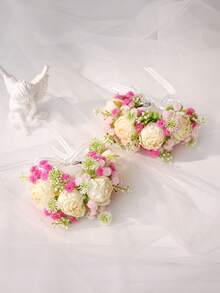 1pc/2pcs Elegant Flower Wrist Corsage, Bridal Wrist Flower, Women & Bridesmaids Wrist Decor For Party,Summer,Beach,Wedding,Festival,Birthday - Multicolor - View 12