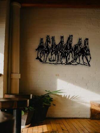 1 pieza Decoración de pared de metal con diseño de caballo, letrero de familia de caballos, decoración de entrada, decoración de pared de estilo granja, decoración de metal con diseño de animal, regalo para amantes de los caballos salvajes, cabeza de caballo de metal, regalo