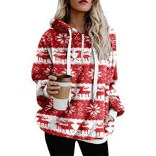 Sudadera de Manga Larga para Mujer con Cordn y Estampado Navideo con Capucha para Otoo e Invierno - inicial - Ver 1