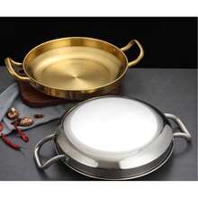 Lẩu hải sản bằng thép không gỉ, Chảo Paella Tây Ban Nha, Chảo rán nhà hàng, Chảo đáy phẳng hai quai, Đĩa tôm hùm đất, Đĩa màu vàng và bạc - Bạc - Xem 4