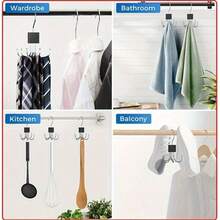 Rotating 6-Claw Hook, 2 Counts Multifunctional Rotating Hook, Clothes Hanger, Bag Hanger, Home Organizer For Coat, Hat, Scarf - 1pc - 查看 4