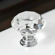 10pcs/2pcs/5pcs Round Design Crystal Glass Knob - Gold Finish Cabinet Hardware, Drawer, Cabinet, Wardrobe Door, Dressing Table Door Handle, Drawer Pull, Suitable For Bedroom Decoration, Home Decoration, Room Decoration, Applicable To Cabinet Doors, Cabinets, Drawers, Wardrobe Doors, Dressing Tables, Handles, Diamond Style Pull, - Multicolor - View 3