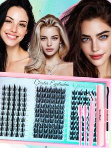 Queenice Set de gene extensibile cu 800/450/160 buc., cu stiluri de gene ochi de pisică/anime/ondulate rusești, cu aspect natural gros, plinuțe, capacitate mare, reutilizabile, vine cu lipici și instrumente esențiale, potrivite pentru bricolaj acasă, nunți, petreceri, călătorii, sărbători și utilizare zilnică.