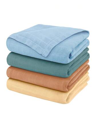 4pcs Newborn Baby Swaddle Blankets - Soft & Hypoallergenic, Machine Washable, Infant Wrap Blankets, Essential For Hospital Stay & Bath