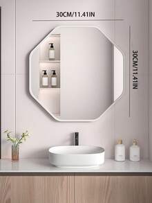 1pc Octagonal Acrylic Mirror, Wall-Mounted Home/Bathroom Soft Mirror, Asymmetrical Cloud-Shaped Mirror, No Drilling Required, Dressing Table Mirror