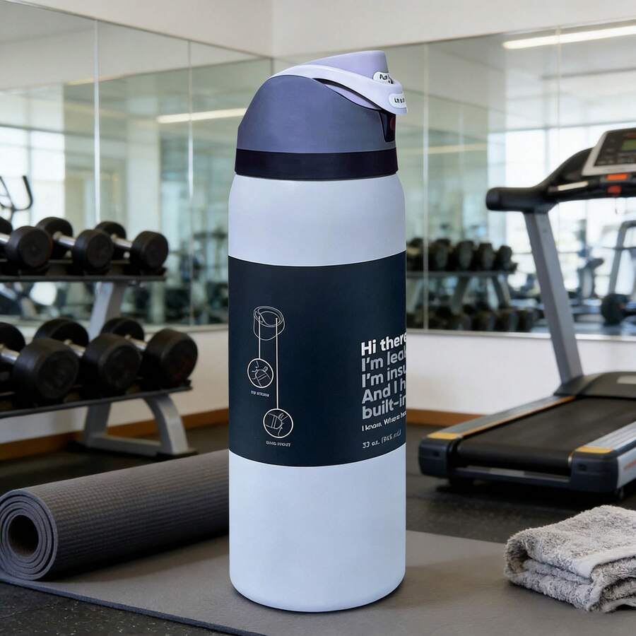 OwaIa(Aurora White) Double-Layer Double-Layer Vacuum Outdoor Sports Water Bottle, Stainless Steel Insulated Water Bottle With A Straw, 100% Leak-Proof - Outdoor Cycling Water Bottle, Suitable For Sports, Cycling, Office, Home, Car, Camping And Trips{Beach/Camping Essential Accessories} - trắng - Xem 1