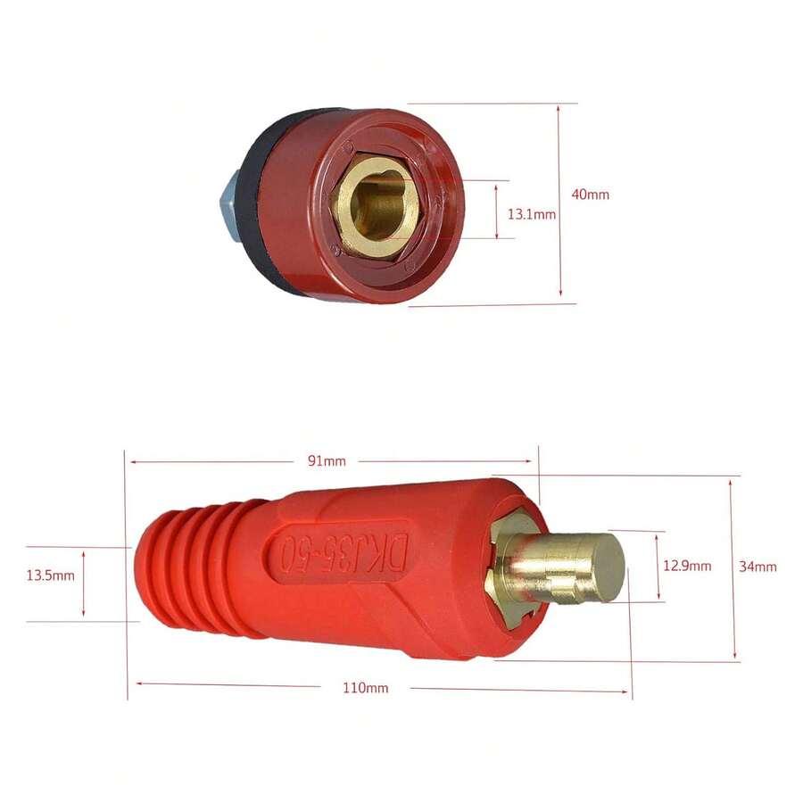 Welding Cable Panel Connector Plug & Socket Set DKJ10-25 DKZ10-25 200Amp & DKJ35-50 DKZ35-50 Dinse-Style Quick Fitting - Multicolor - View 1
