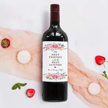 4pcs Floral Pregnancy Announcement Wine Bottle Labels, Perfect Gift For The Best Aunt, Can Replace Baby Announcement Labels For Best Friends - Multicolor - View 6