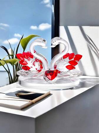1 Piece Of Red Crystal Swan Statue Decoration, Glass Swan Statue Paperweight, Suitable For Birthday Parties, Weddings, Room Decoration, Graduation Gifts, Halloween/Christmas Gifts